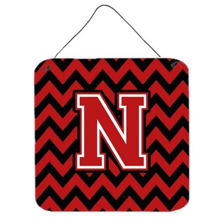 Carolines Treasures Letter N Chevron Black and Red Wall or Door Hanging Prints CJ1047-NDS66